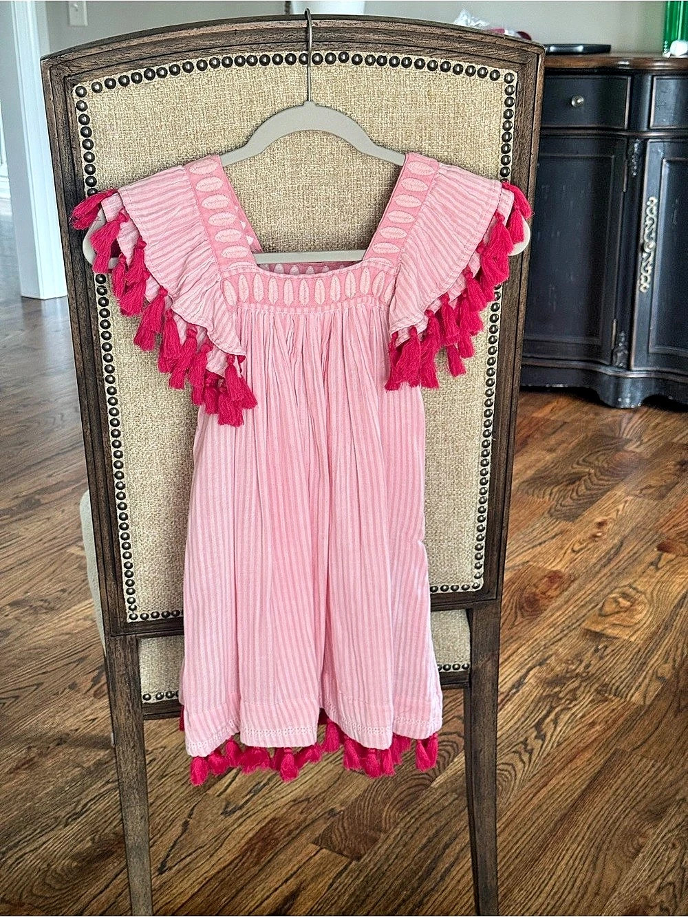 mer st. barth Sophie Tassel Dress Pink Striped